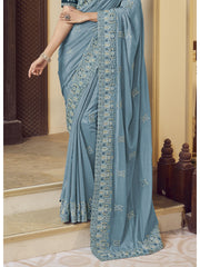 Womens Premium Fashion Ethnic Grey Color Saree-MLSHWSA2152GRY0ONE