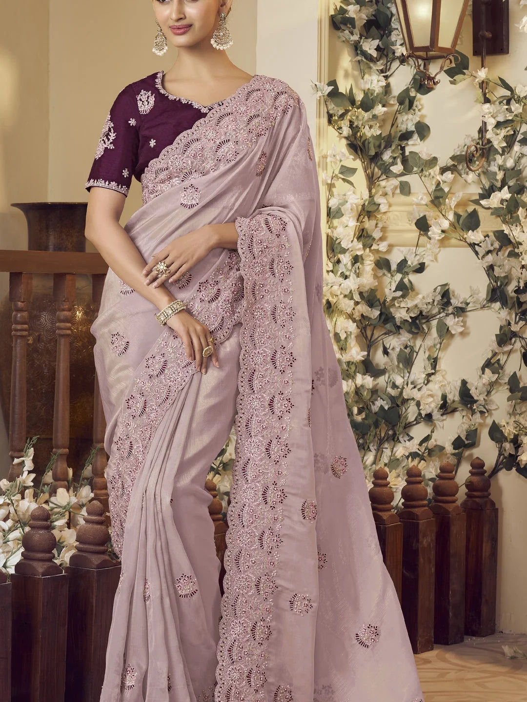 Lavender Organza Saree | Indian Wedding Sarees