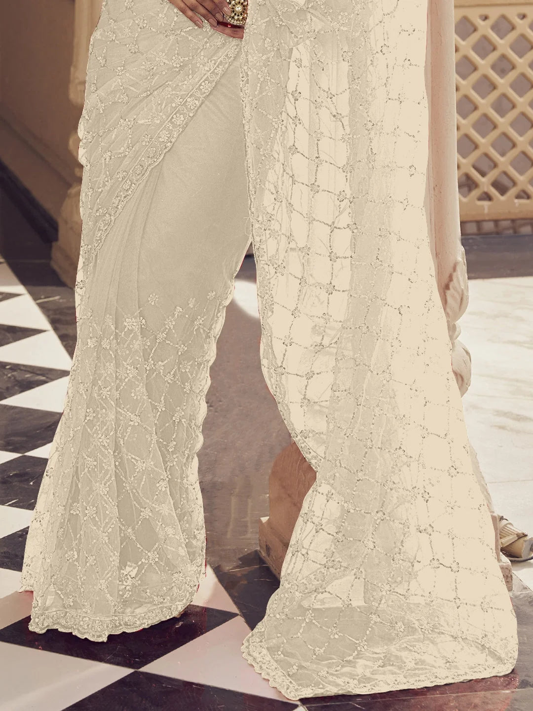 White Embroidered Saree | Indian Sarees for Women