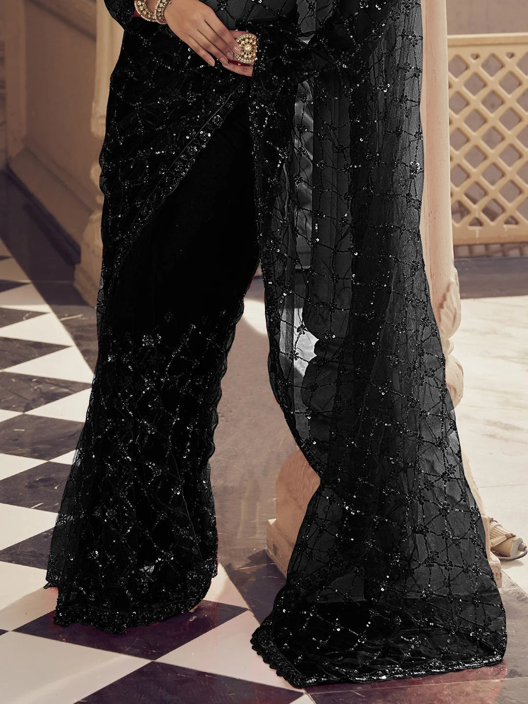 Black Embroidered Saree - Designer Sarees India