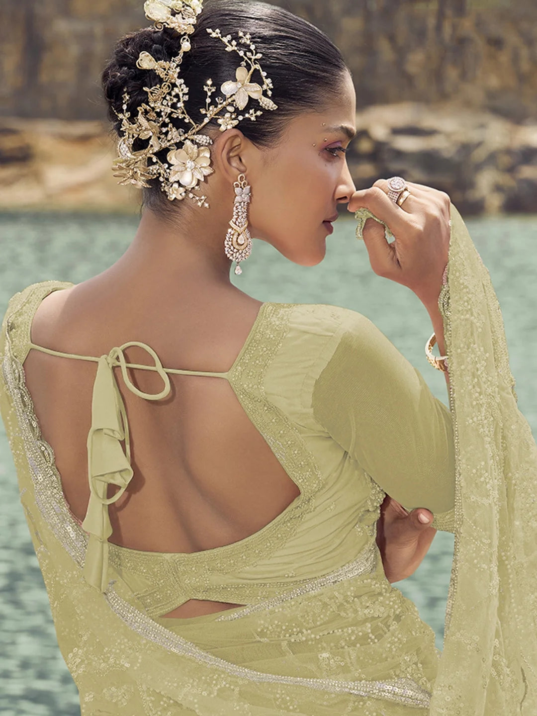 Green Embroidered Saree | Designer Sarees India for Women