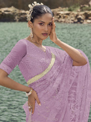 Womens Premium Fashion Ethnic Lavender Color Saree-MLSHWSA2141LVR0ONE