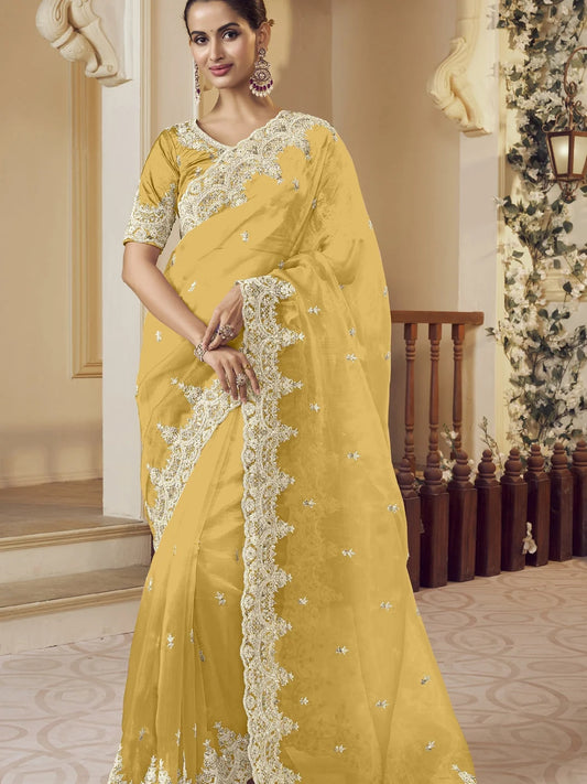 Womens Premium Fashion Ethnic Yellow Color Saree-MLSHWSA2134YLW0ONE 1080