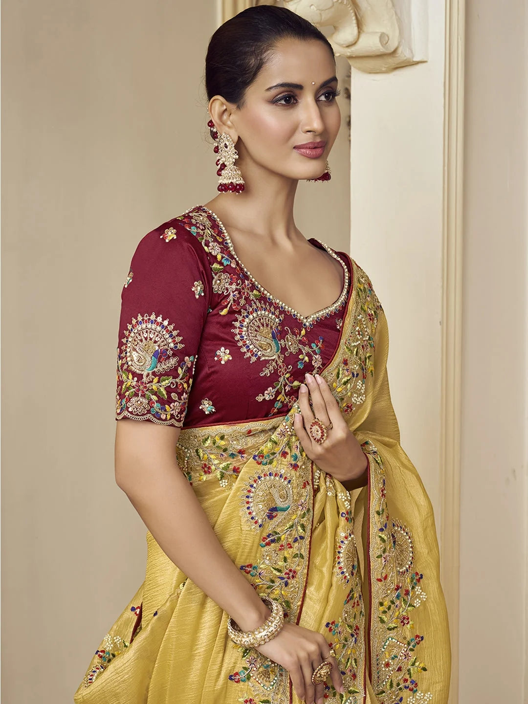 Yellow Paisley Saree | Designer Sarees India