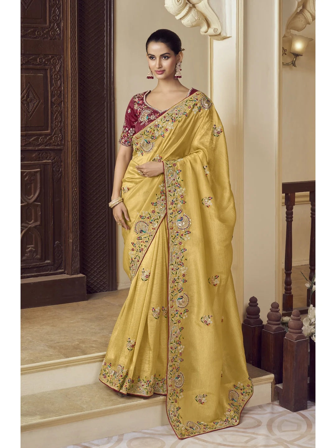 Yellow Paisley Saree | Designer Sarees India