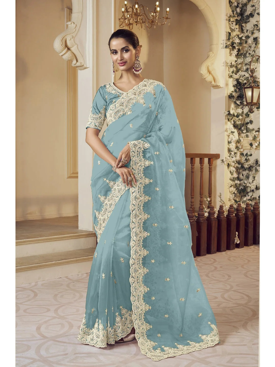 Turquoise Blue Paisley Saree | Indian Sarees Online
