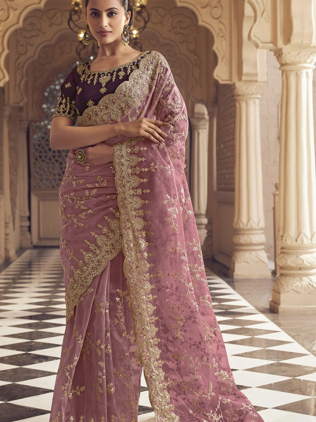 Purple Polyester Saree | Indian Sarees & Ethnic Fashion