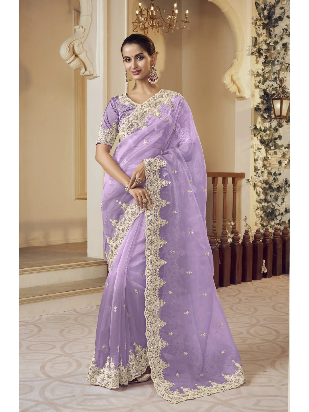 Lavender Paisley Saree | Designer Sarees India
