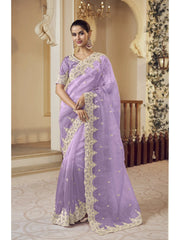 Womens Premium Fashion Ethnic Lavender Color Saree-MLSHWSA2130LVR0ONE