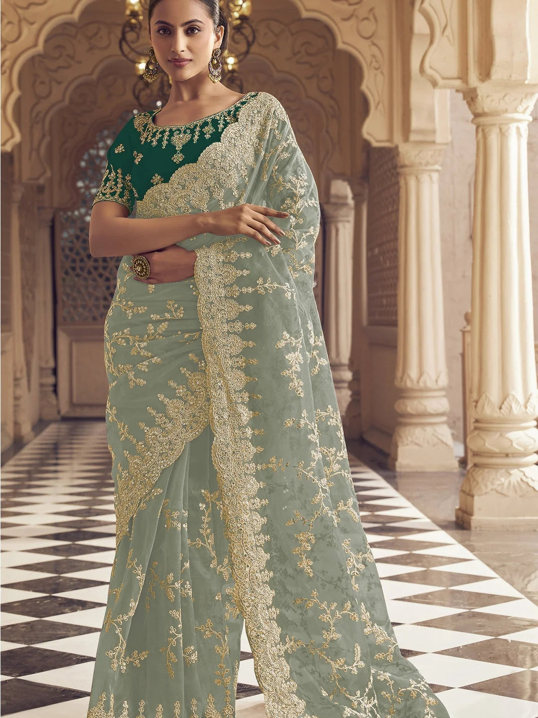 Blue Polyester Saree | Designer Sarees India & More
