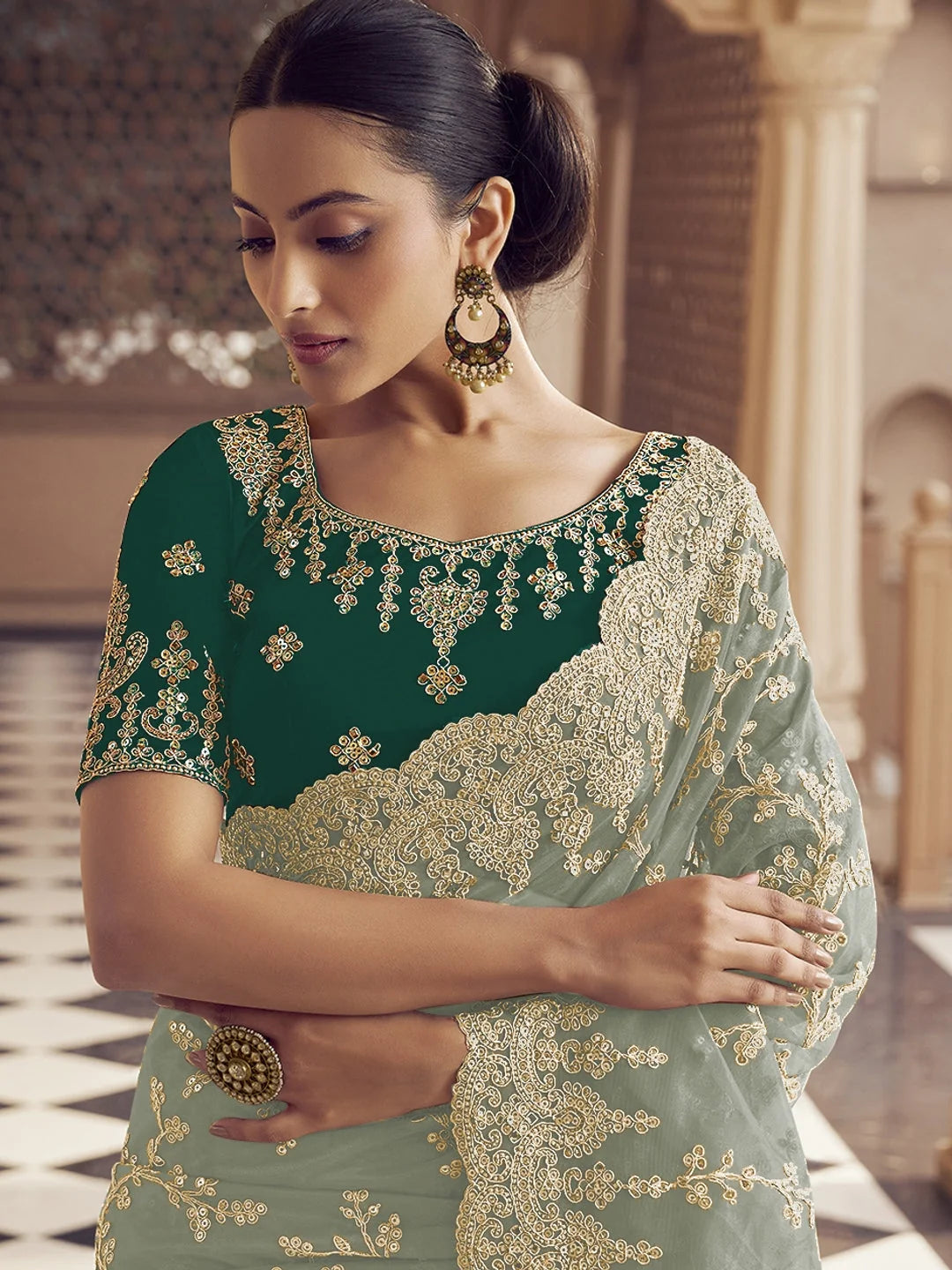 Blue Polyester Saree | Designer Sarees India & More