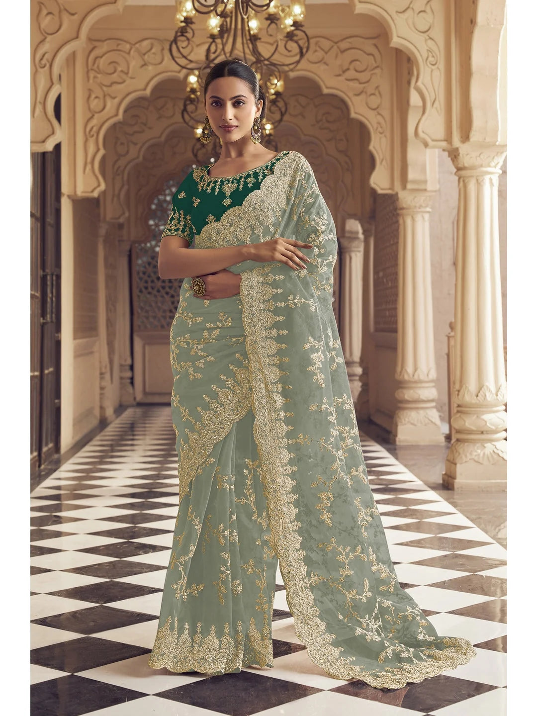 Blue Polyester Saree | Designer Sarees India & More