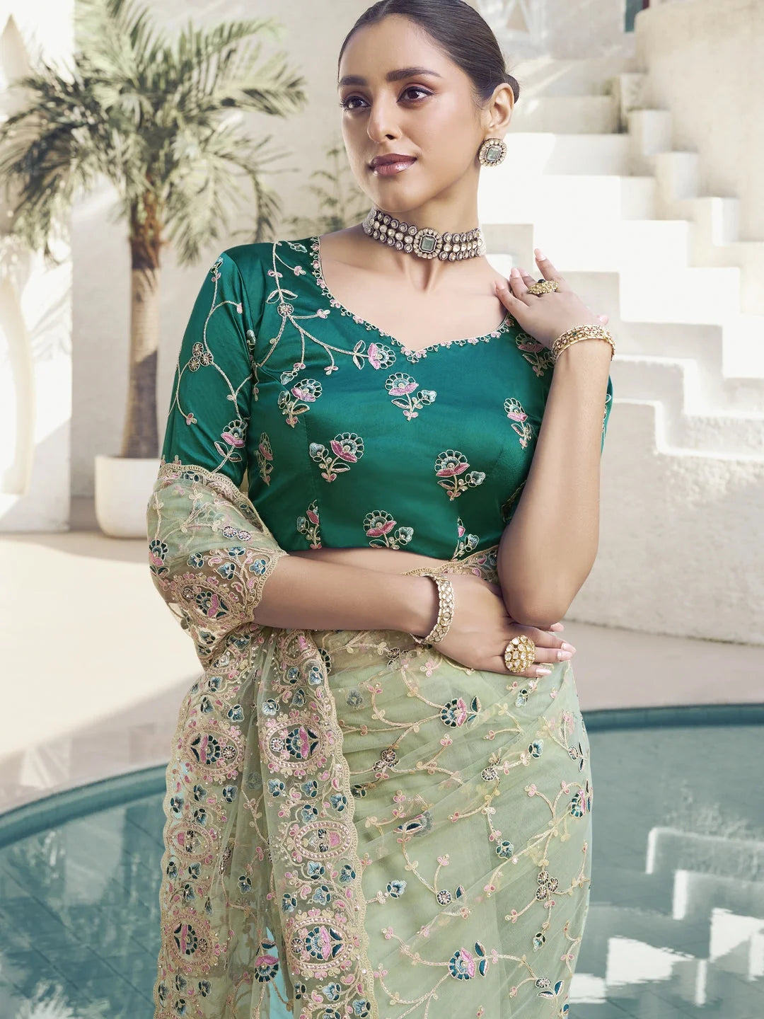 Turquoise Blue Paisley Saree | Indian Sarees & More