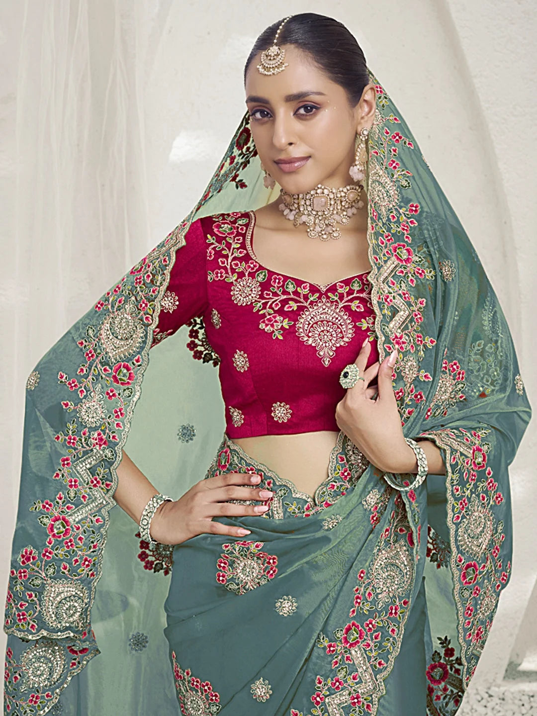 Blue Paisley Polyester Saree | Indian Sari Collection