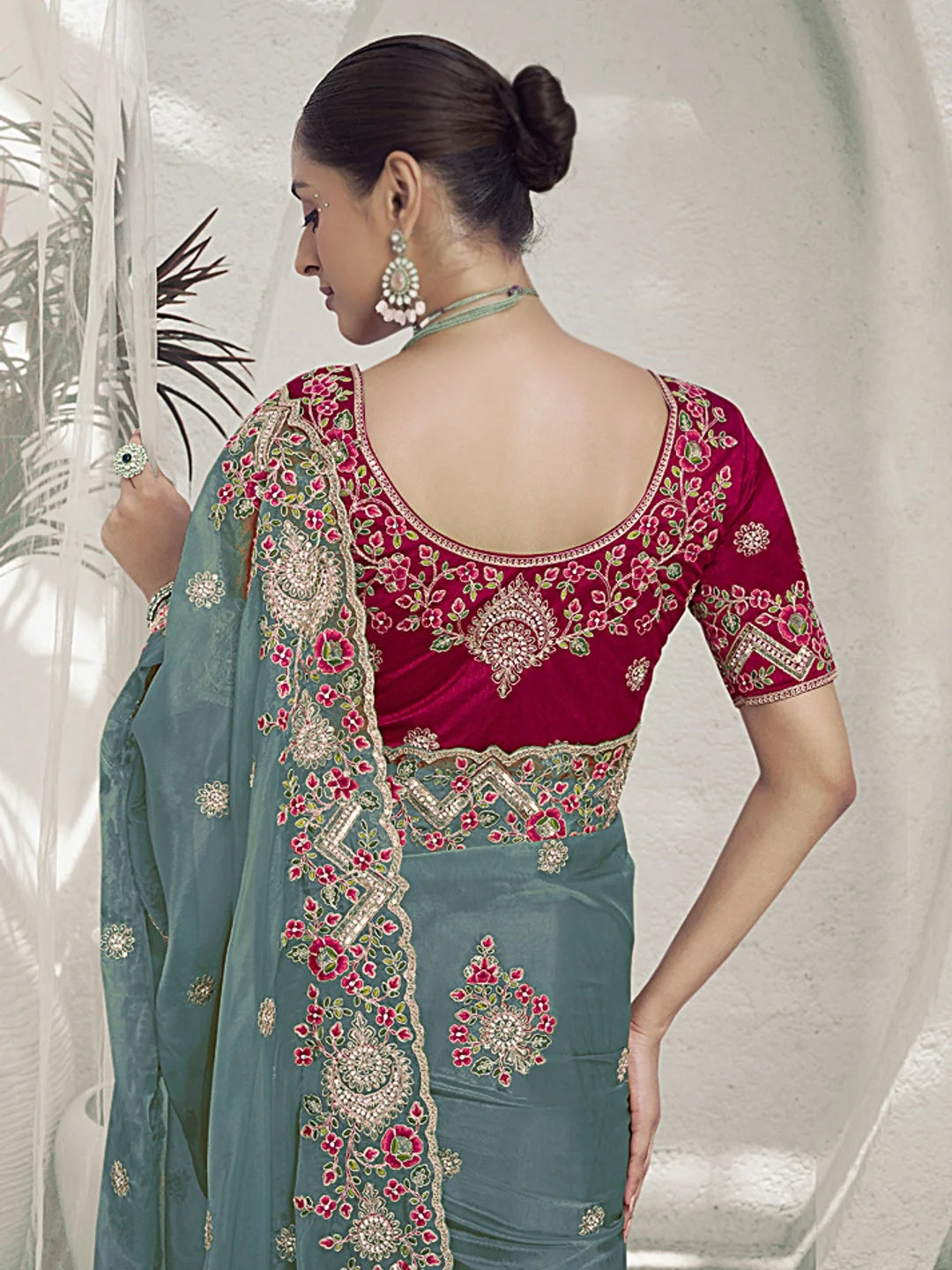 Blue Paisley Polyester Saree | Indian Sari Collection