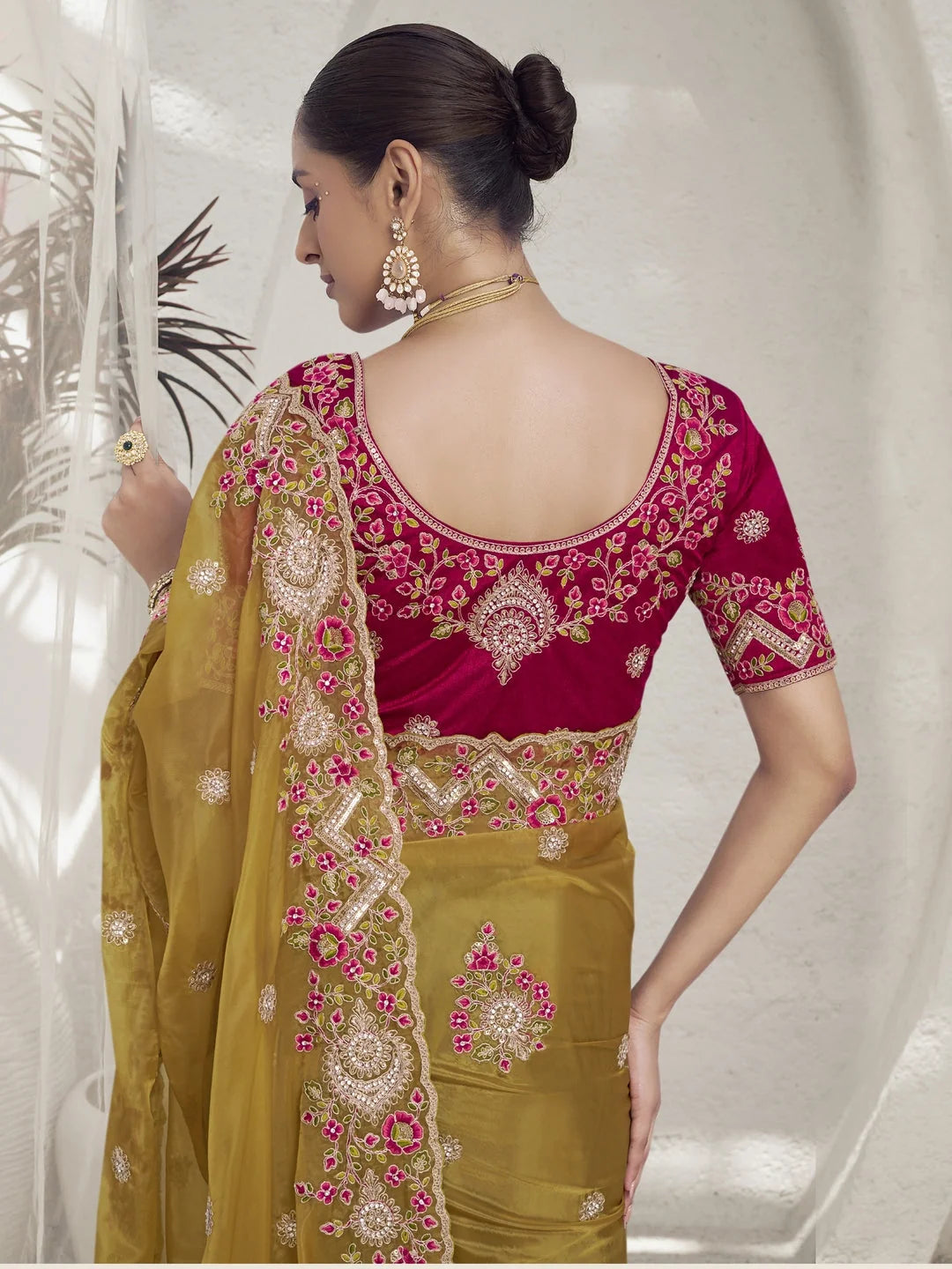 Rust Paisley Polyester Saree | Indian Wedding Sarees