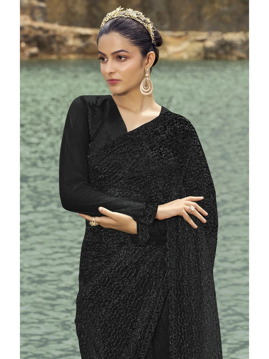 Black Embroidered Saree | Elegant Designer Sarees India