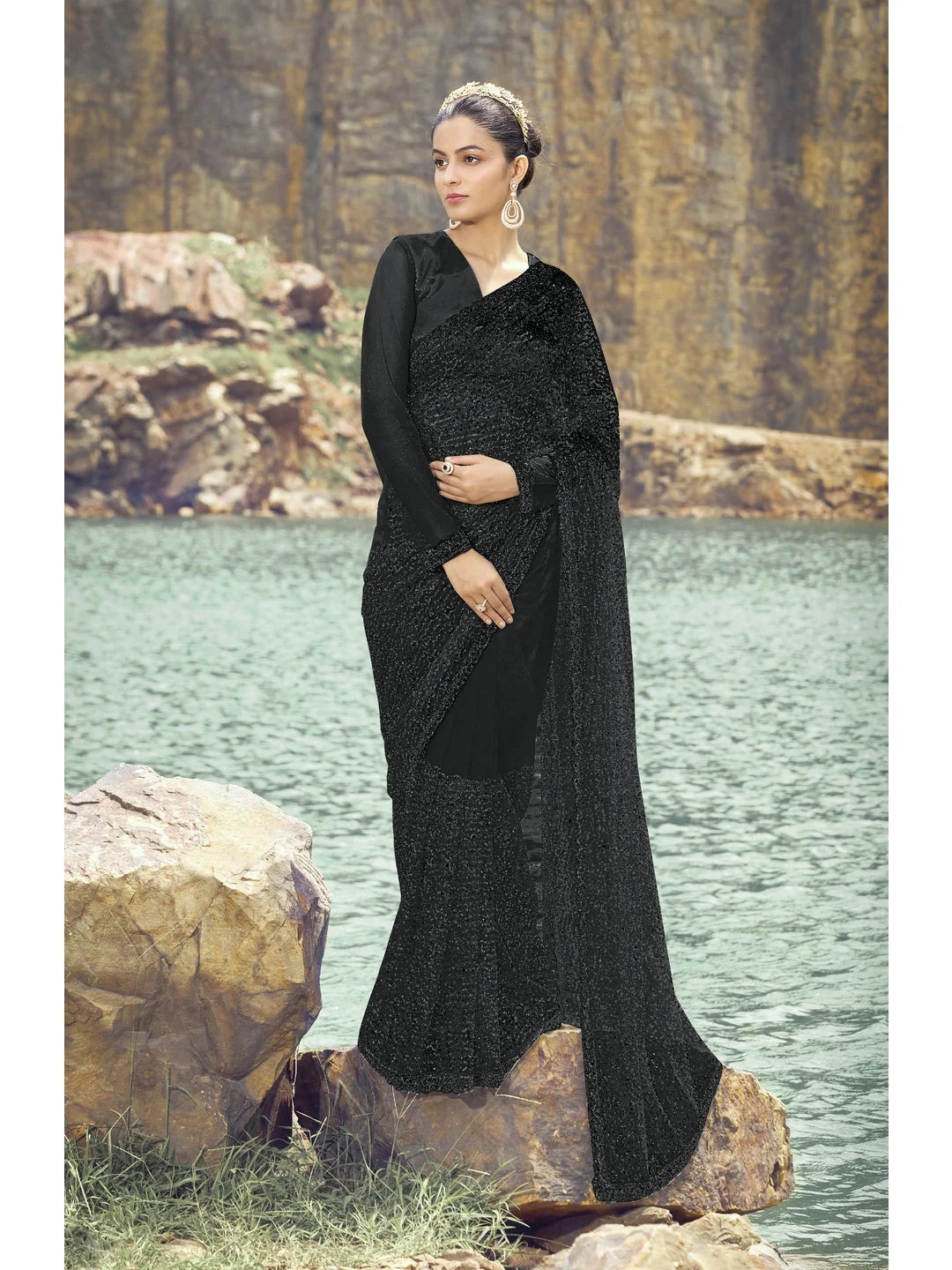 Black Embroidered Saree | Elegant Designer Sarees India