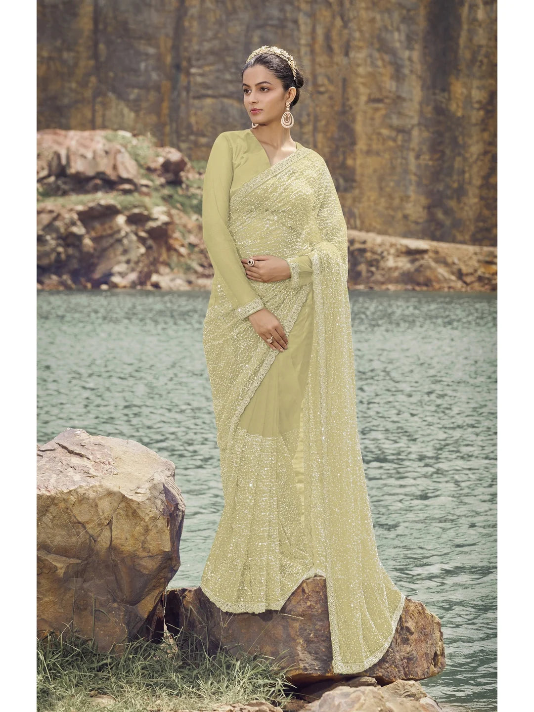 Yellow Embroidered Saree | Indian Wedding Sarees
