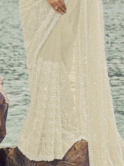 Womens Premium Fashion Ethnic Cream Color Saree-MLSHWSA2102CRM0ONE