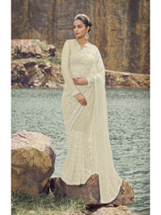 Womens Premium Fashion Ethnic Cream Color Saree-MLSHWSA2102CRM0ONE