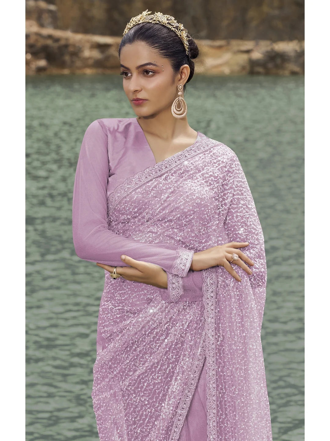 Lavender Embroidered Saree | Indian Sari Style