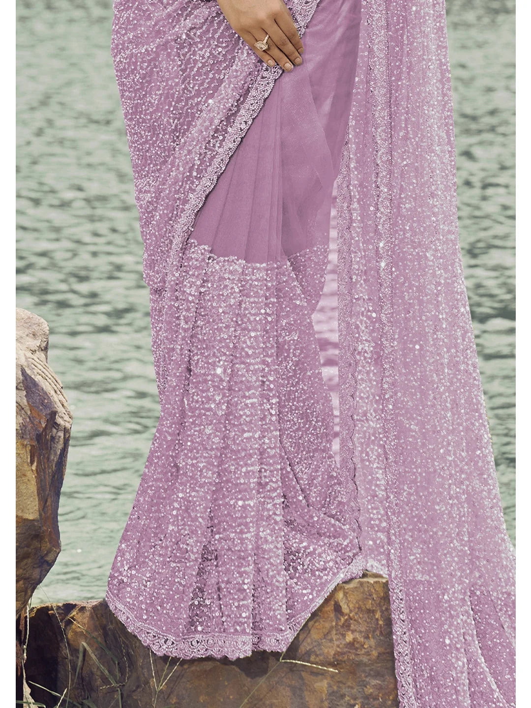 Lavender Embroidered Saree | Indian Sari Style