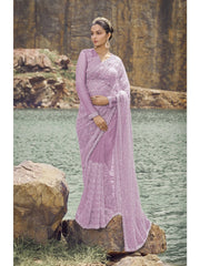 Womens Premium Fashion Ethnic Lavender Color Saree-MLSHWSA2101LVR0ONE