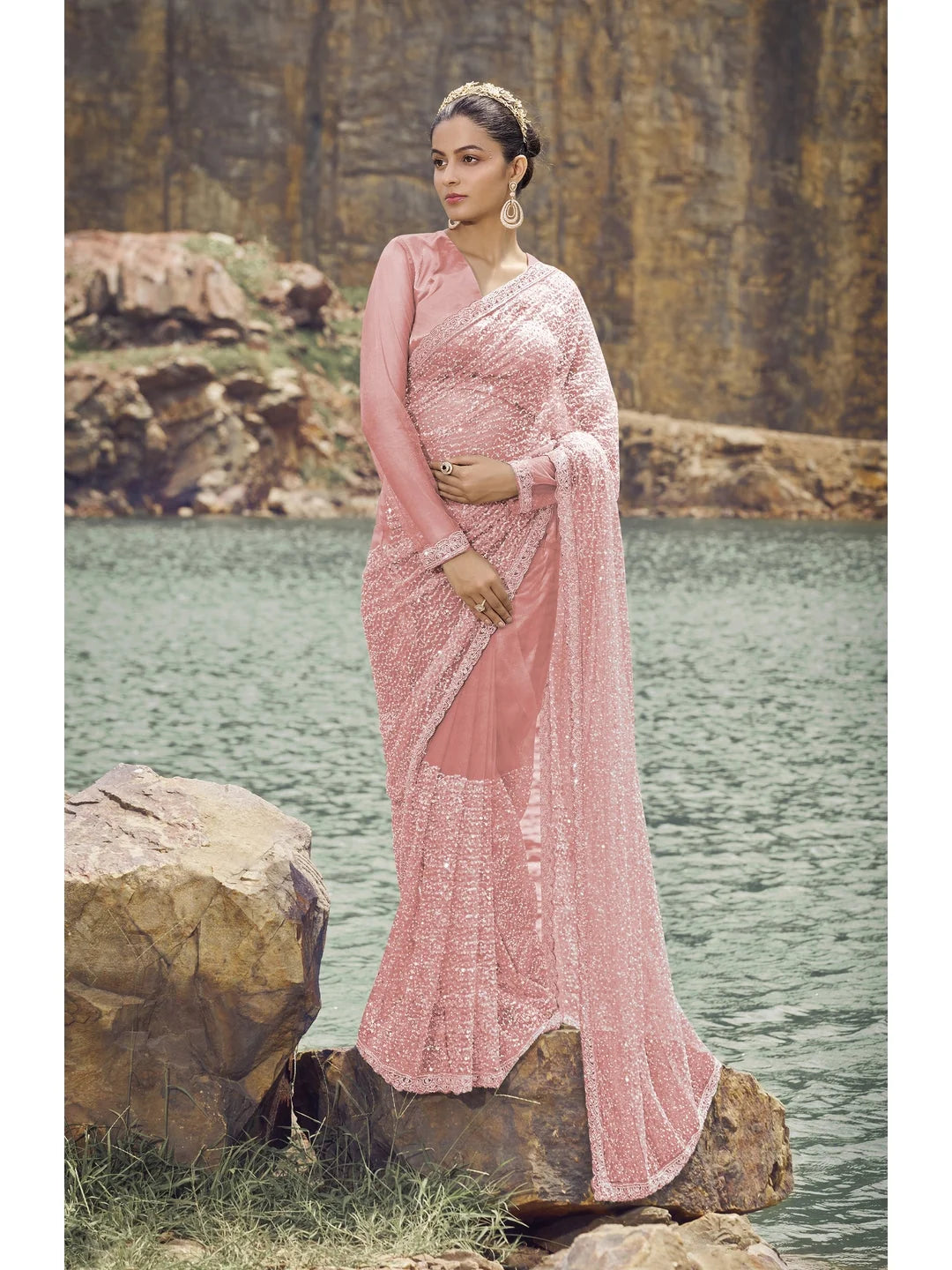 Graceful Pink Embroidered Saree | Exclusive Designer Collection