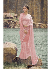 Womens Premium Fashion Ethnic Pink Color Saree-MLSHWSA2100PNK0ONE