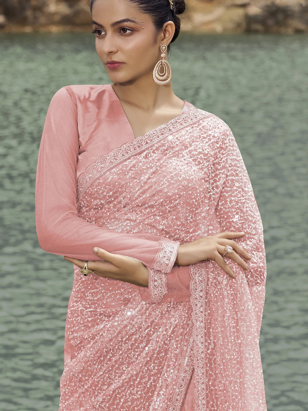 Graceful Pink Embroidered Saree | Exclusive Designer Collection