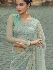 Womens Premium Fashion Ethnic Sea Green Color Saree-MLSHWSA2099SGR0ONE