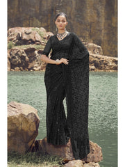 Womens Premium Fashion Ethnic Black Color Saree-MLSHWSA2095BLK0ONE