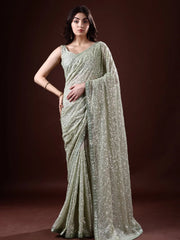 Womens Premium Fashion Ethnic Green Color Saree-MLSHWSA2092GRN0ONE