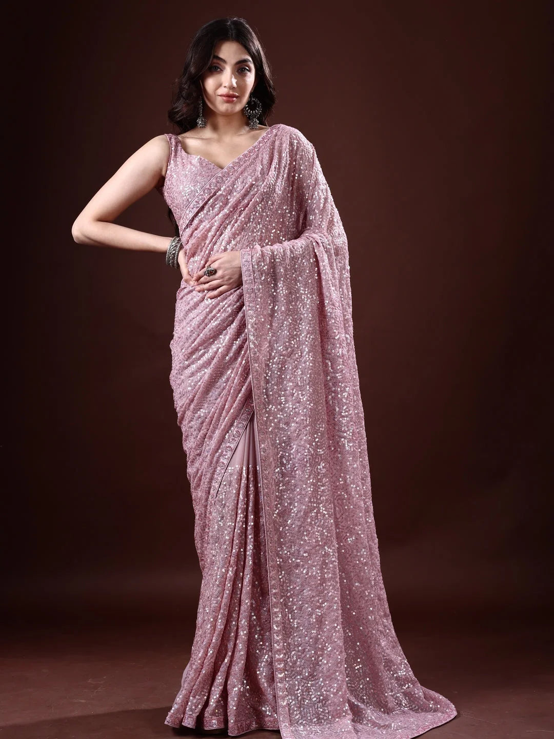 Purple Paisley Polyester Indian Sari | Elegant Saree