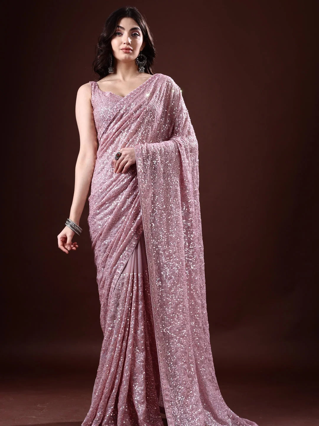 Purple Paisley Polyester Indian Sari | Elegant Saree