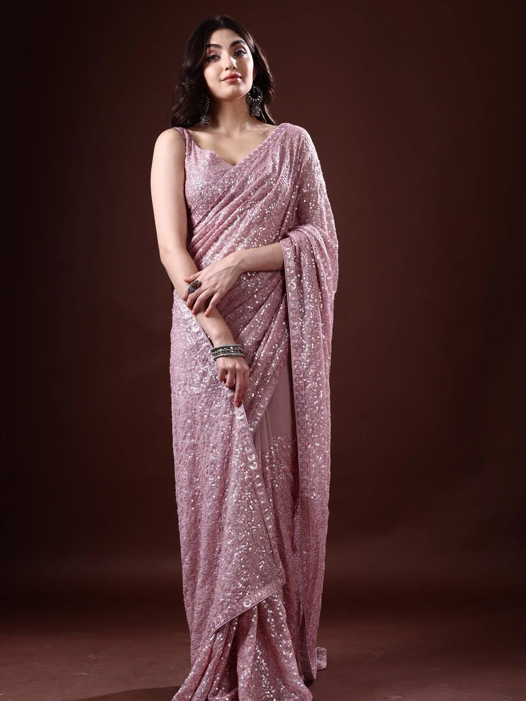Purple Paisley Polyester Indian Sari | Elegant Saree