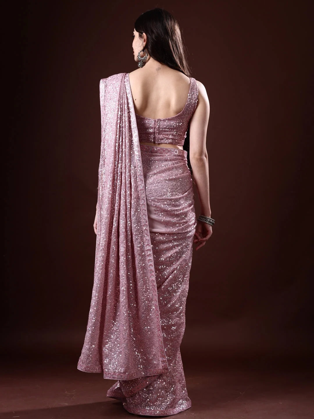 Purple Paisley Polyester Indian Sari | Elegant Saree