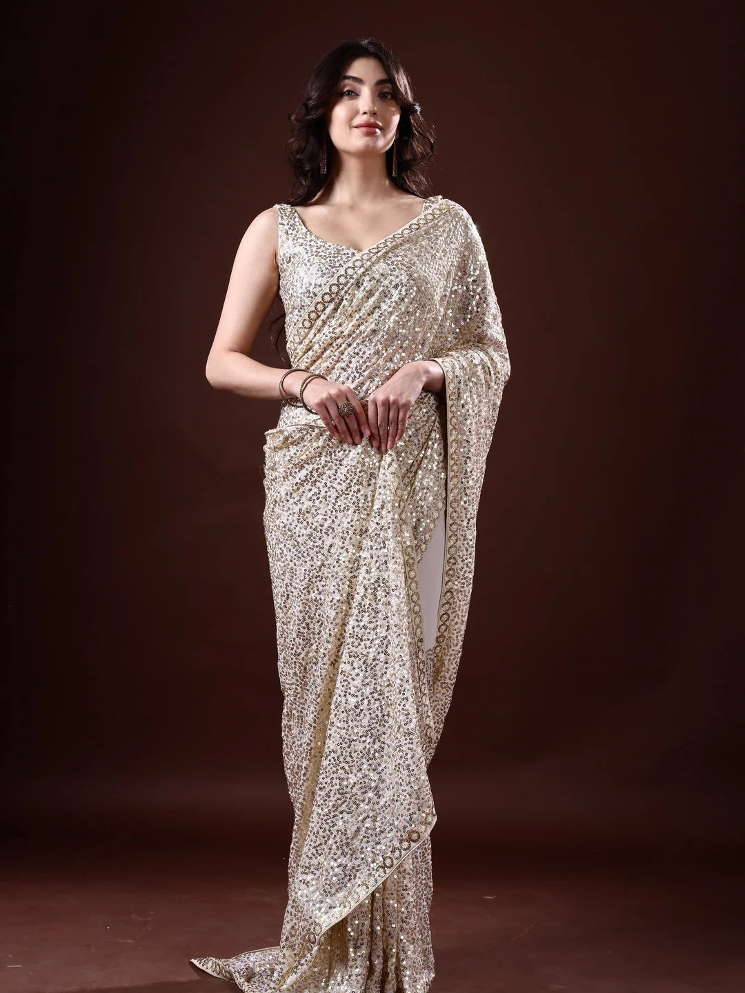 Off White Paisley Saree | Kanchipuram Silk Saree Inspiration