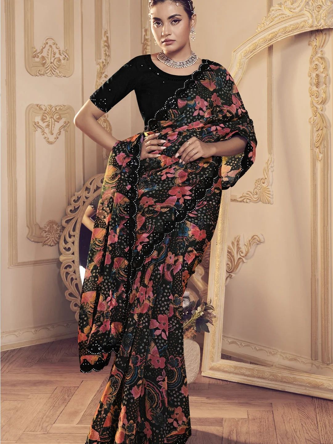 Womens Premium Fashion Ethnic Black Color Saree-MLSHWSA2087BLK0ONE