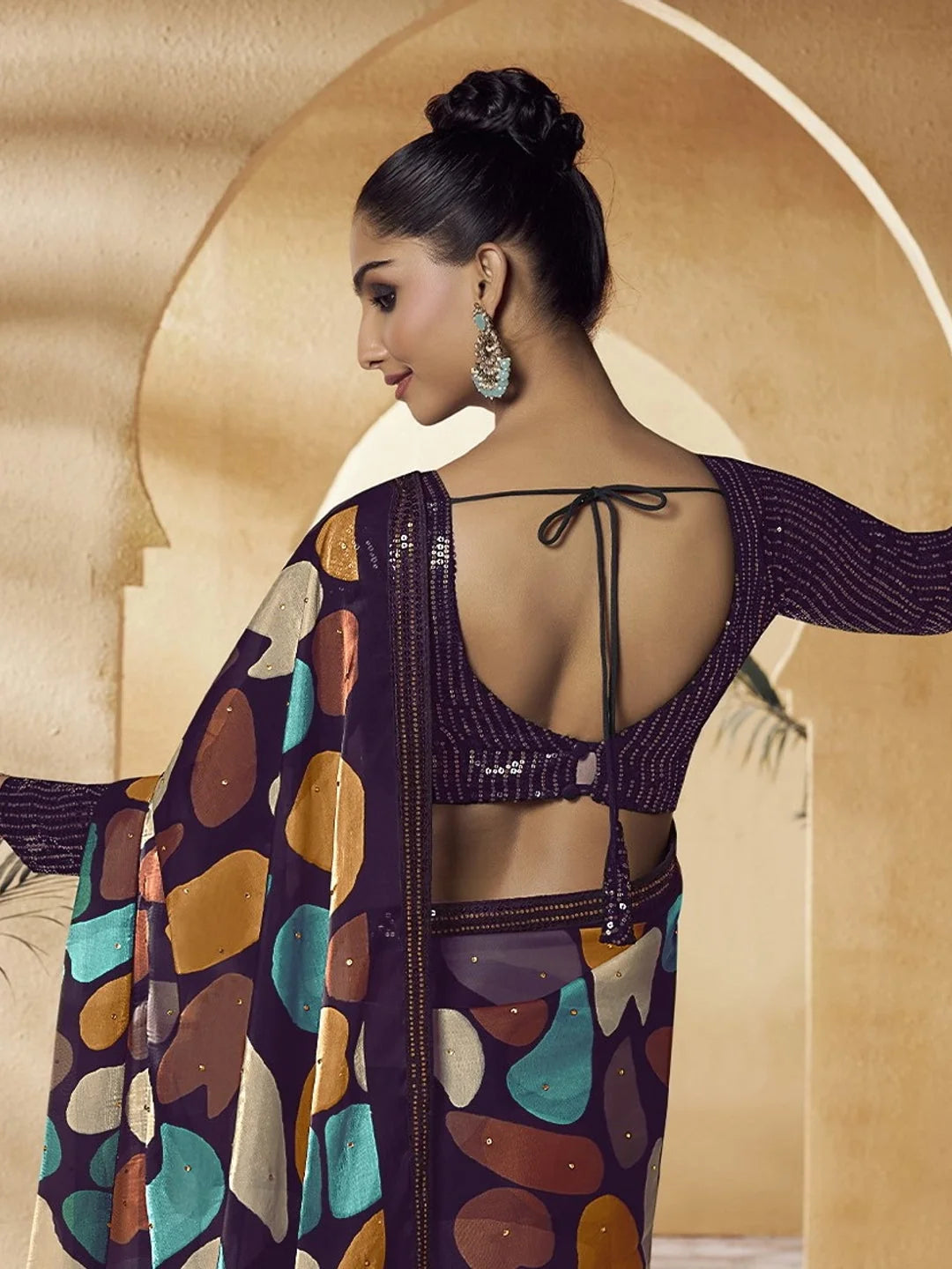 Multicolor PolySatin Indian Saree - Elegant Ethnic Fashion