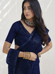 Womens Premium Fashion Ethnic Blue Color Saree-MLSHWSA2057BLU0ONE