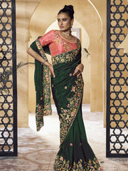 Womens Premium Fashion Ethnic Green Color Saree-MLSHWSA2066GRN0ONE