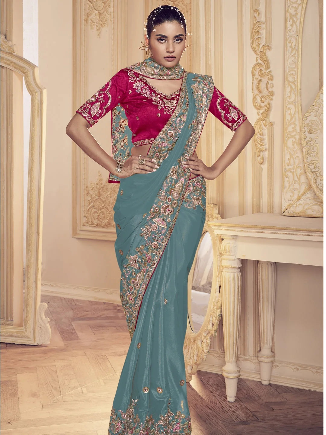 Womens Premium Fashion Ethnic Green Color Saree-MLSHWSA2070GRN0ONE