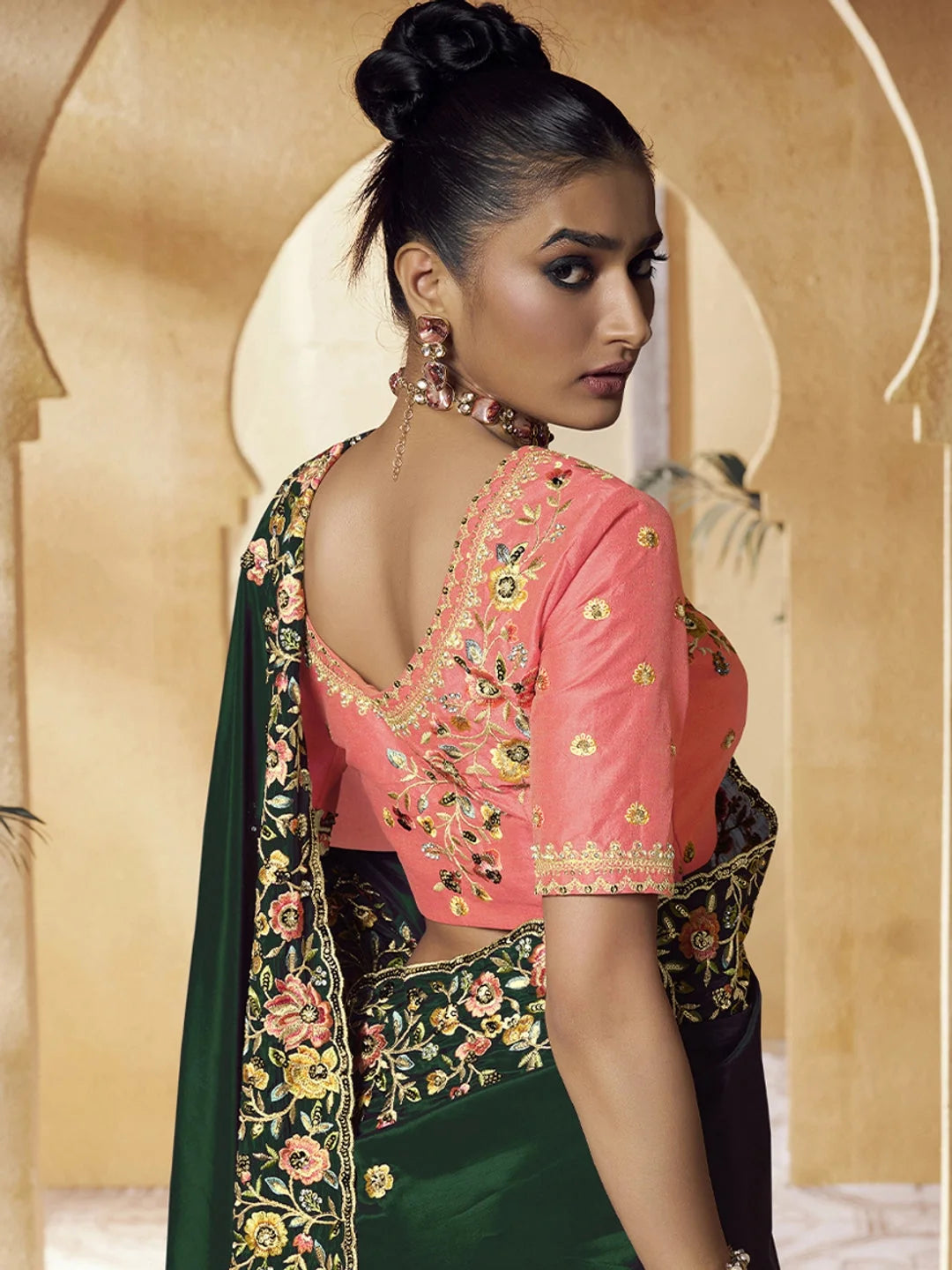 Green Paisley Polyester Saree | Indian Sarees Fashion