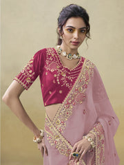 Womens Premium Fashion Ethnic Pink Color Saree-MLSHWSA2064PNK0ONE