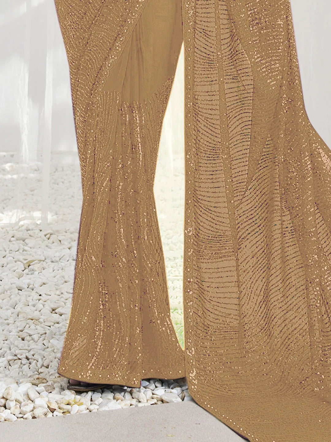 Beige Paisley Polyester Saree | Designer Sarees India