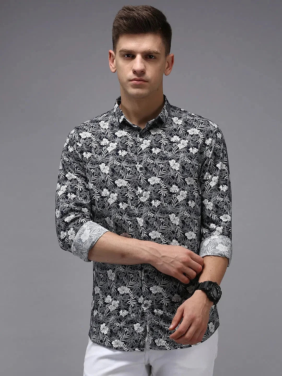 Blue Printed Cotton Mens Shirt | DesiQlo Casual Printed Shirt