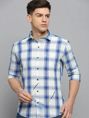 Men White Checked Casual Shirt-DALTONCHECKS-4092-Offwhite