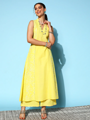 Yellow Printed Pure Cotton Kurta Palazzo Set-AHKUPZ-COMBO-478-FF